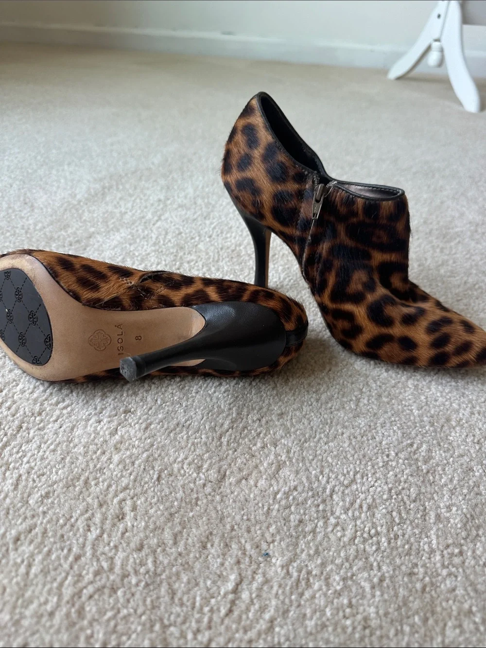 Isola Leopard Print Ankle Booties in Brown and Black